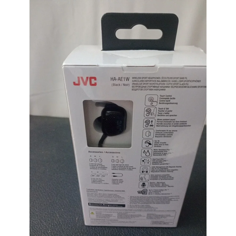 JVC HA-AE1W Wireless Neckband Headset Black Brand New Sealed Headphones Earbuds